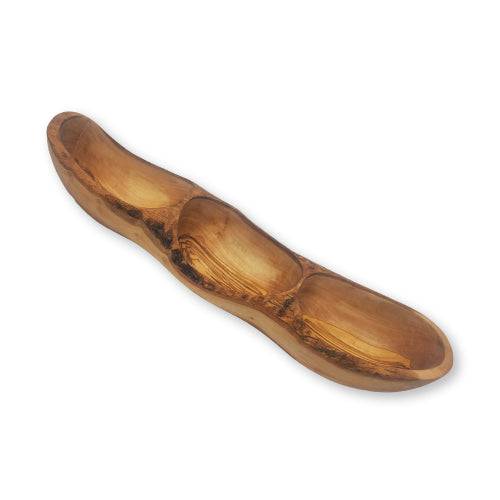 Olive Wood 3 Section Rustic Dish